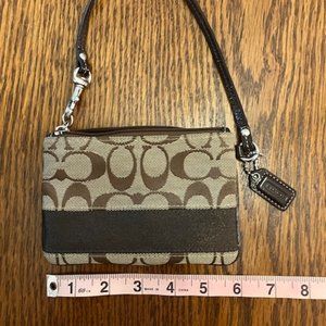Coach Classic Brown Fabric Mini Wristlet